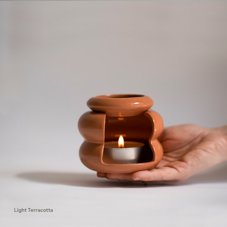 Handmade Wax Melt Burner, Modern Ceramic Essential Oil Burner, Unique Tealight Wax Warmer image 3