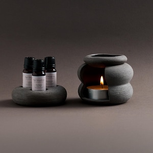 Aromatherapy Oil Burner Set, Anthracite Ceramic Essential Oil Diffuser, Essential Oil Storage, Wax Melt Burner, Spa & Relaxation Decor
