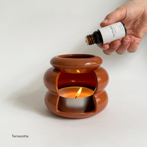 Handmade Wax Melt Burner, Modern Ceramic Essential Oil Burner, Unique Tealight Wax Warmer Terracotta