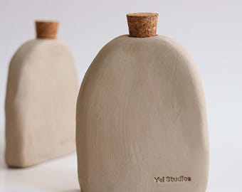 Handmade Modern Ceramic Flask, Minimalist Pocket Flask, Christmas Gift