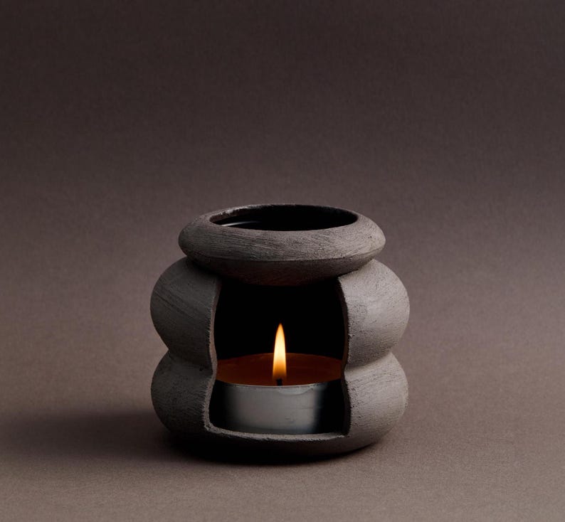 Wax Melt Burner, Handmade Essential Dark Brown Oil Burner,fragrance ...