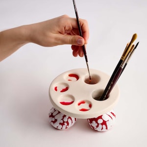 Mushroom Ceramic Paint Palette Set, Handmade Cute Ceramic Watercolor Palette, Gif For Painters, Christmas Gift