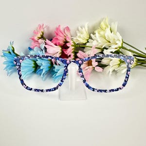 Blue and Purple Floral Design | Floral Magnetic Eyewear Toppers | 14 Frame Styles