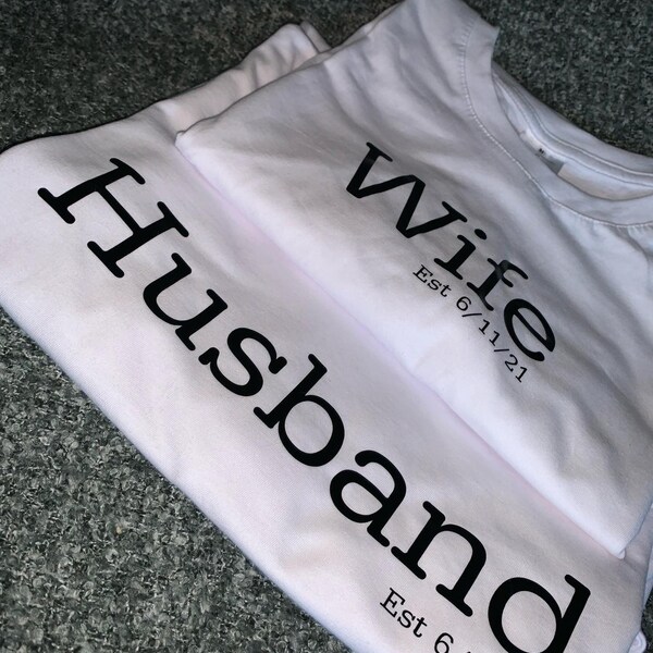 Mr and Mrs T-shirts/ Couple goals T-shirts/Husband Wife/ personalised / Established date/personalised/ customised/ custom wedding gift