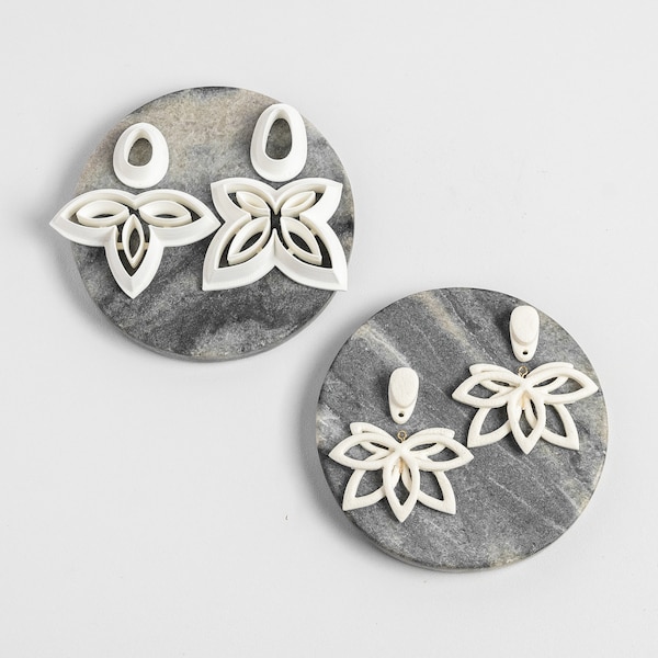 Elegant Embossed Stacked Floral Dangles Polymer Clay Earring Cutters | HUNNI STUDIO | Clay Tools / Stamps Supplies Australia