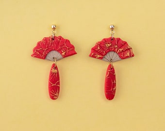 Tuánshàn 团扇 (Chinese Silk Fan) Lunar New Year Earrings