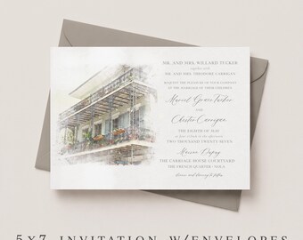 French Quarter Balcony Invitation | New Orleans Wedding Invitation | Wrought Iron Venue Suite