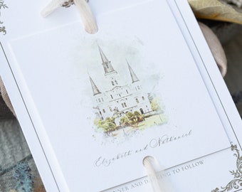 St. Louis Cathedral Wedding Invitation: New Orleans French Quarter