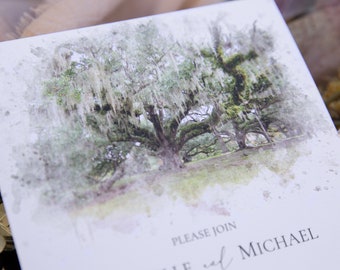 McDonogh Tree Wedding Invitation | New Orleans City Park Wedding | Historic Southern Live Oak | Intimate Elopement Card | Ralphs on the Park