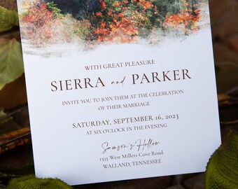 Great Smoky Mountains | Tennessee Wedding Invitation | Gatlinburg Elopement | Watercolor Wedding Venue | Smoky Mountain Weddings