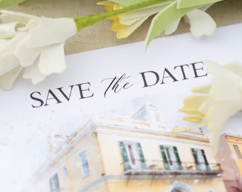 Latrobe's New Orleans Save the Date | Latrobe's on Royal Wedding | New Orleans Wedding Invitation | NOLA Cocktail Party | Courtyard Wedding