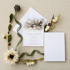 Fontainebleau State Park Save the Date: Watercolor Live Oak Wedding