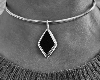 Teal diamond sea glass necklet