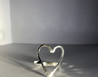 Hammered heart ring. Silver ring. Valentines gift for her. Heart ring