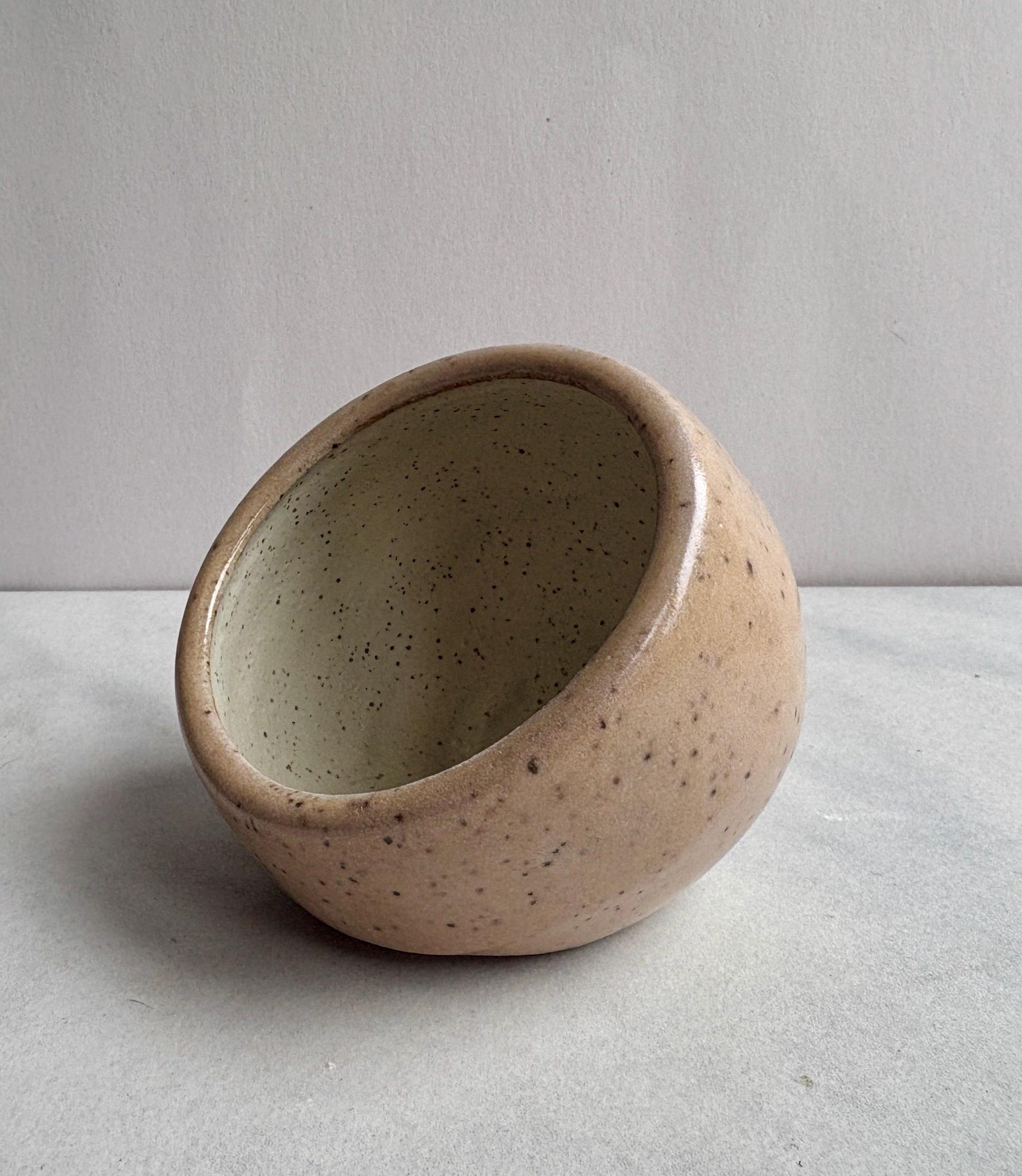 Image of Handmade Ceramic Salt Cellar with Spoon