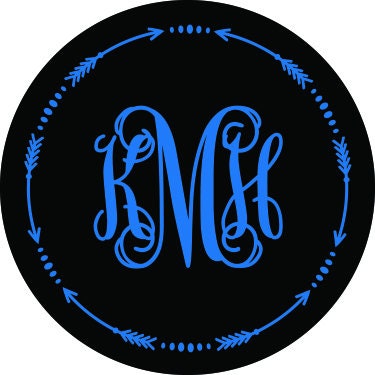 5in x 3in Blue Cursive H Monogram Sticker Fancy Vinyl Vehicle Stickers