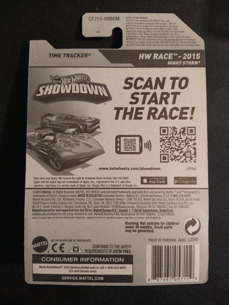 2015 Hot Wheels Treasure Hunt 'Time Tracker' #175/250 HW Race - Dark Blue With Glow-in-the-Dark Wheels - View #10
