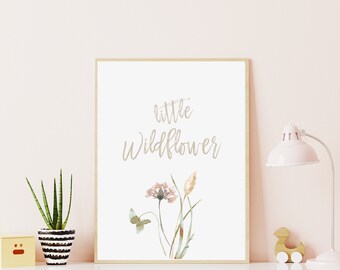 girl nursery print, girl bedroom decor, floral nursery print, wildflower nursery print, little girl bedroom decor, little wildflower, prints