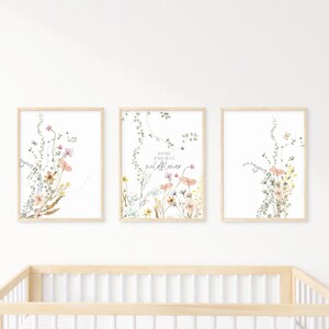 Wildflower Nursery Print Set, Floral Girls Room Decor (digital Download ...