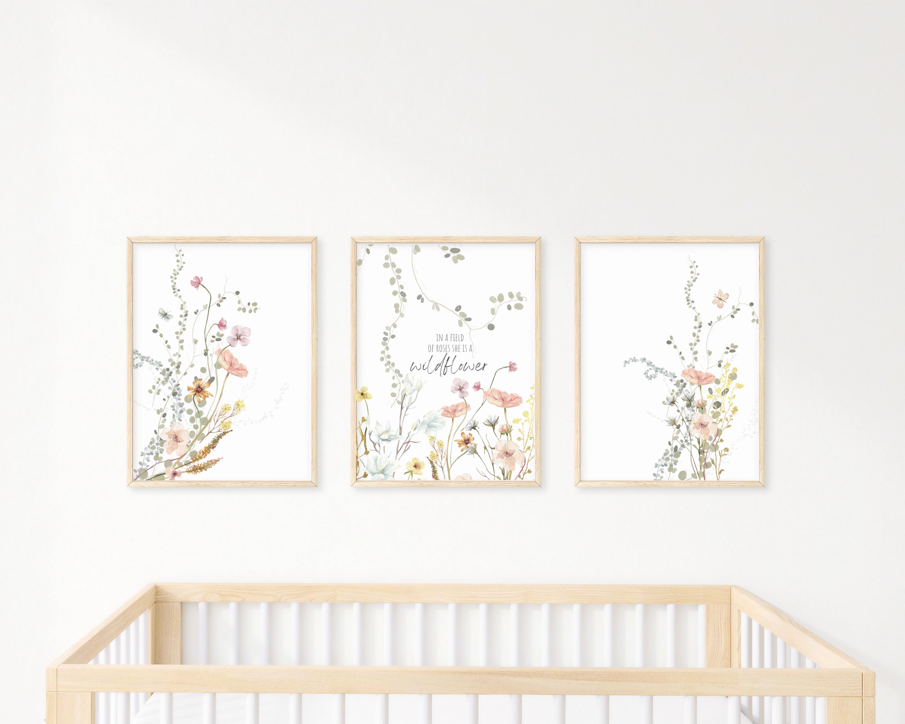 Wildflower Nursery Print Set, Floral Girls Room Decor (digital Download ...