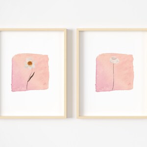 set of 2 flower prints, printable wall art, floral printables, set of 2 wildflower prints, pink wall art, nursery prints, girls room prints