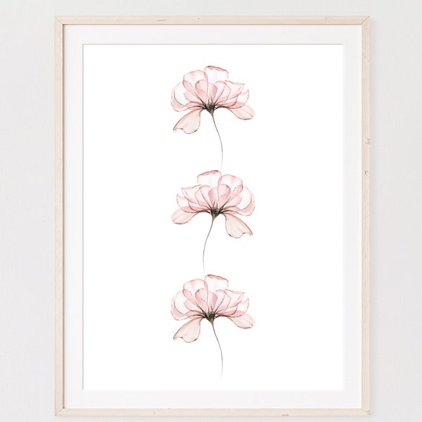 pink flower print, pink floral print, floral nursery prints, pink nursery decor, pink flower wall art, wildflower print, tween girl prints