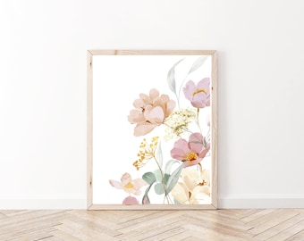 Watercolor Floral Print: Spring Flower Wall Art (Digital Download)