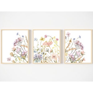 floral wall art set, watercolor flower printable art, living room prints set of 3, flower prints, set of 3 floral print, flower download art