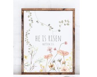 He is Risen Floral Easter Print (Digital Download)