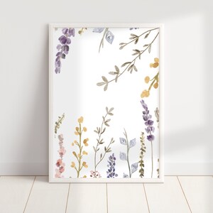 Floral prints, floral home wall decor, flower nursery prints, wildflower printable, prints to download, watercolor print, download artwork