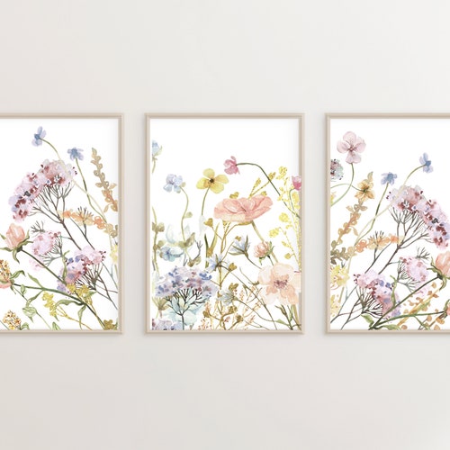 Set of 3 Wildflower Prints Floral Instant Art Printable Etsy