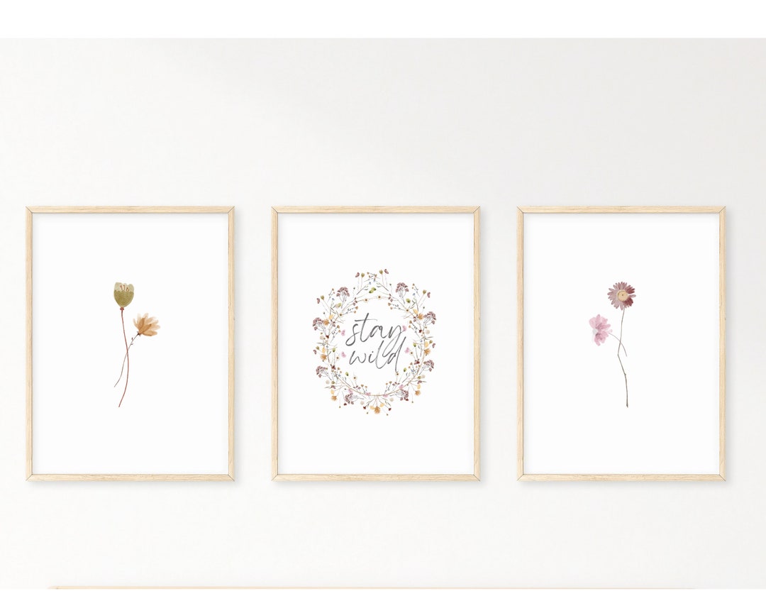 Set of 3 Nursery Prints, Wildflower Prints, Floral Prints, Floral ...