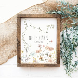 He is Risen Print, He is Risen Printable, Easter Christian Prints ...