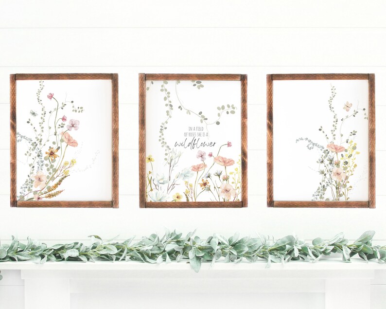 Wildflower Nursery Print Set, Floral Girls Room Decor (digital Download ...