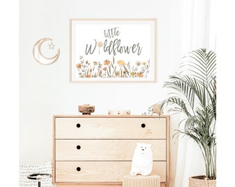 Impression de chambre d'enfant de fleurs sauvages bohèmes, décoration de chambre de fille (téléchargement numérique)