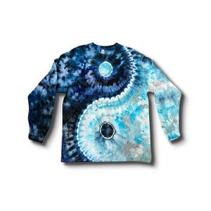 Blue Yin Yang Tie Dye T-Shirt Ice Dyed Fiber Reactive Dye MADE TO ORDER