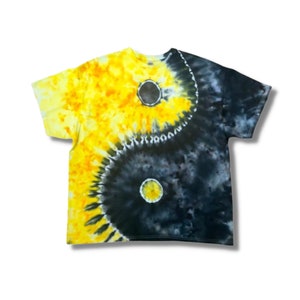 Black & Yellow Yin Yang Tie Dye T-Shirt Ice Dyed Fiber Reactive Dye MADE TO ORDER