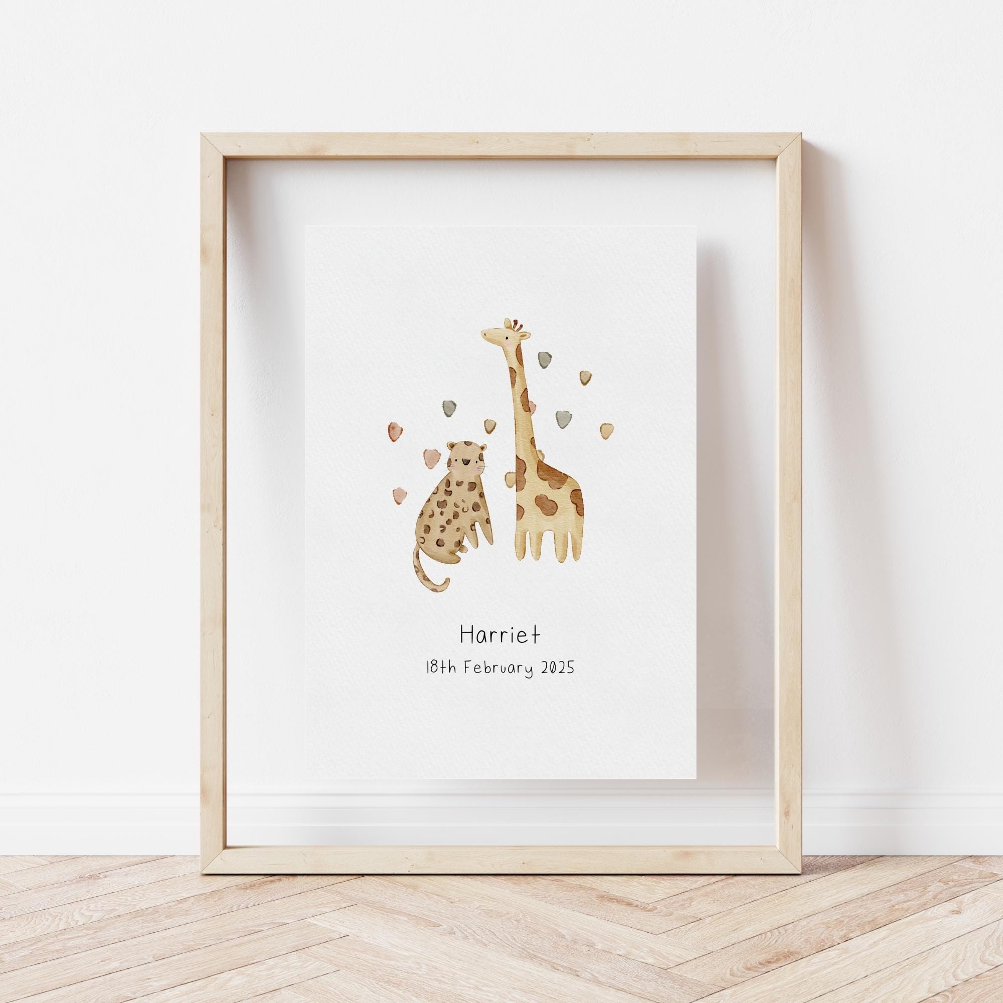 Stampa con nome di animale boho per neonati, decorazioni personalizzate per la cameretta dei bambini, decorazioni per la cameretta dei bambini in stile safari, regalo per neonati, regalo per baby shower, modificabile su Canva
