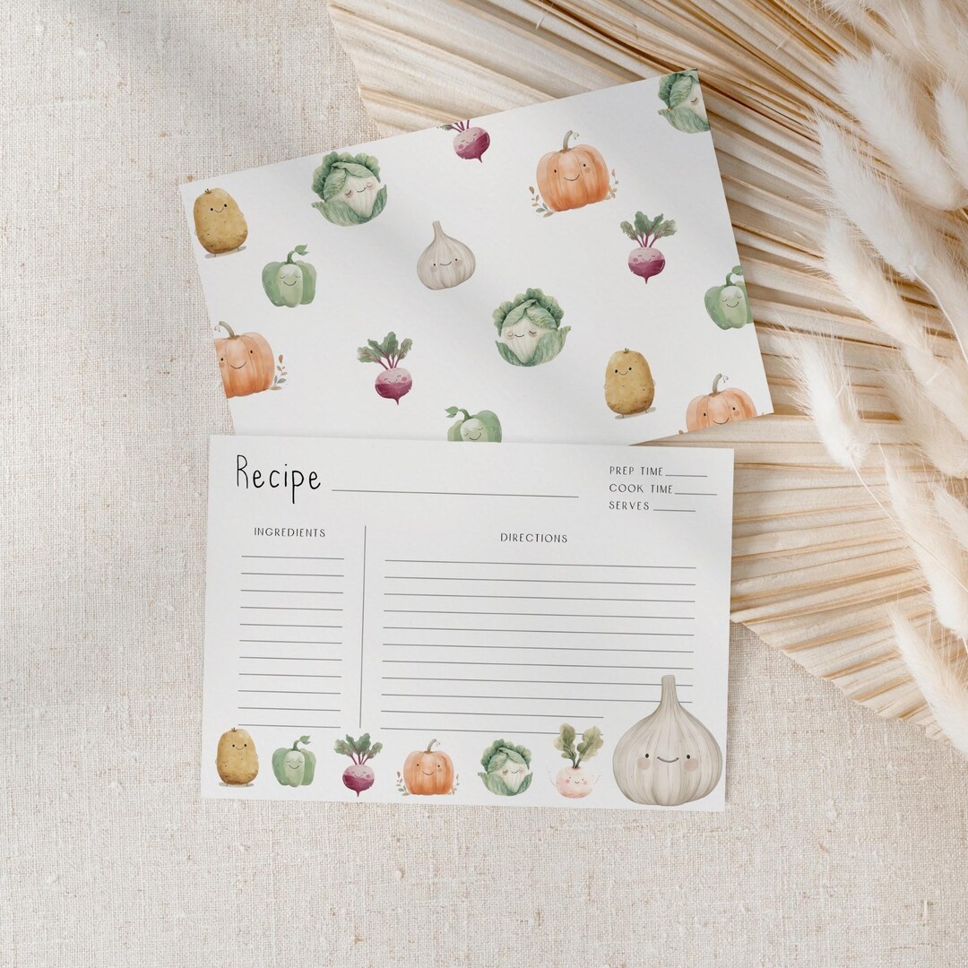 Printable Recipe Cards, PDF Download, Kitchen Organisation, Meal ...