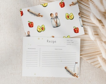 Printable recipe cards, PDF download, Kitchen Organisation, Meal Planning, Kitchen Equipment Theme, Cooking and Baking Gift, Home Templates