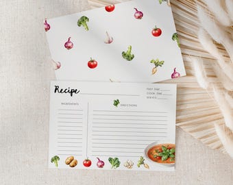 Printable recipe cards, PDF download, Kitchen Organisation, Meal Planning, Dinners Theme, Foodie, Cooking and Baking Gift, Home Templates