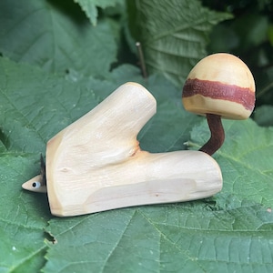 Wooden lucky mushroom with magic forest pencil