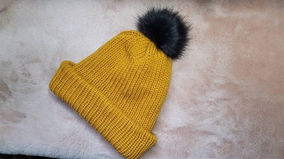 Yellow Knit Beanie | Etsy