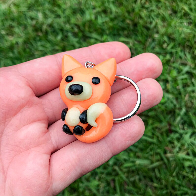 Polymer Clay Fox Glowinthedark Keychain Etsy