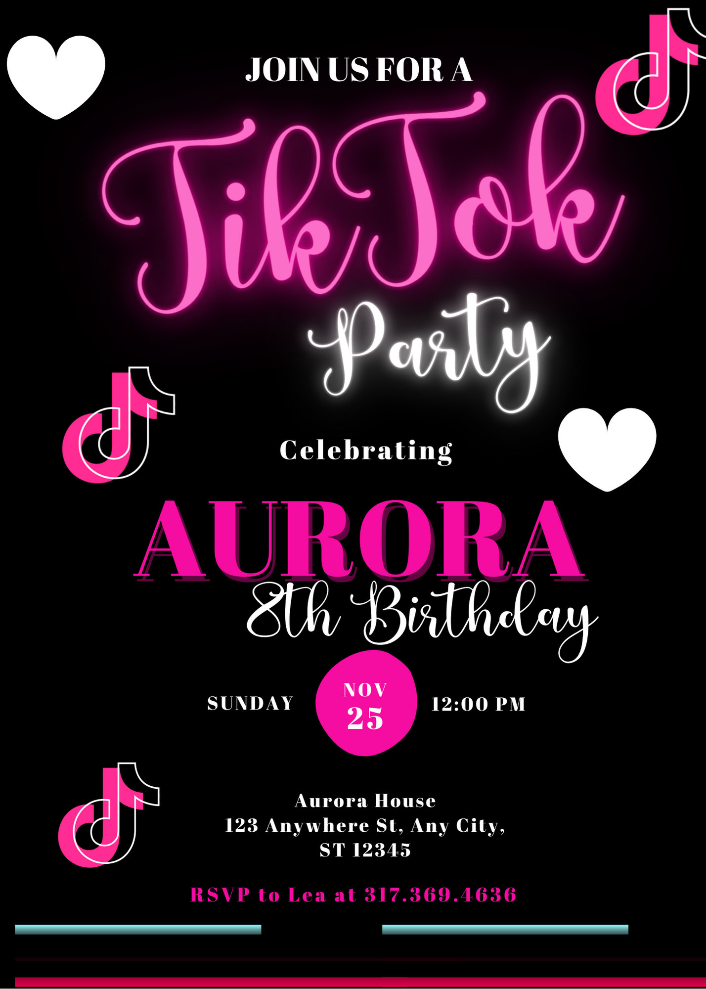Tiktok Invitation Template, Instant Downloadable Invite, Printable