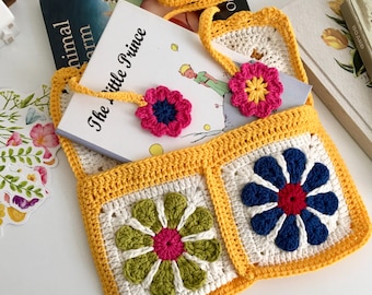 Crochet Daisy Flower Book Sleeve with Bookmark