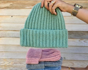 Handmade Mohair Knit Beanie: Chunky Soft Winter Hat