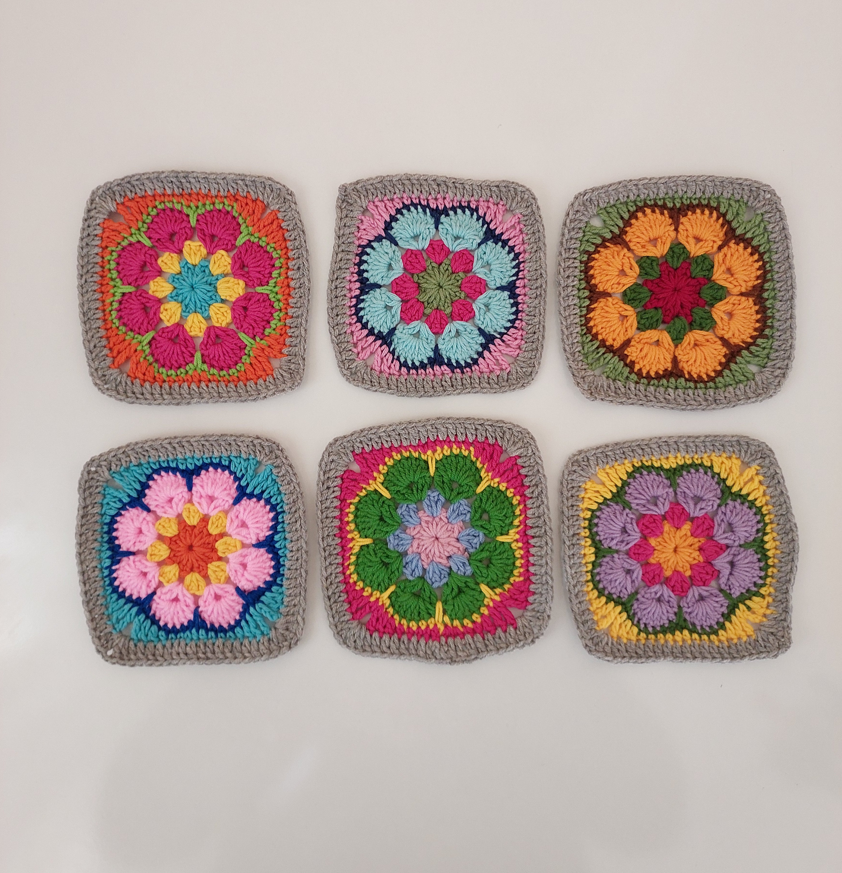 Handmade Crochet Floral Granny Squares: Multicolor Afghan Blocks - Etsy