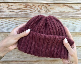 Hand Crocheted Mohair Beanie: Unisex Alpaca Wool Winter Hat