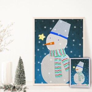 Carte de Noël imprimable / Art mural imprimable / Petit bon homme / Deco de Noël / Papier collage / Deco de la chambre de l'enfant